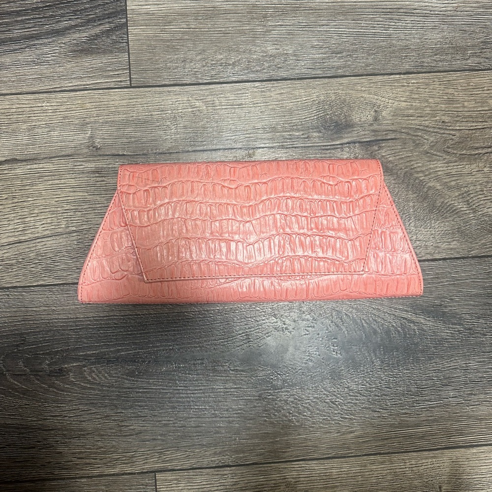 The Limited Pink Crocodile Embossed Wristlet